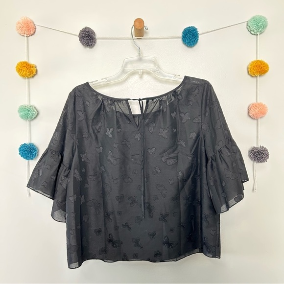 Madewell Black Butterfly Jacquard Ruffle Blouse - Picture 8 of 8